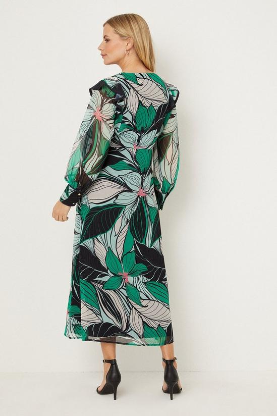 Wallis Petite Green Floral Ruffle Front Wrap Midi Dress 3