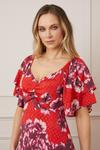 Wallis Jacquard Spot Floral Ruffle Sleeve Midi Dress thumbnail 2