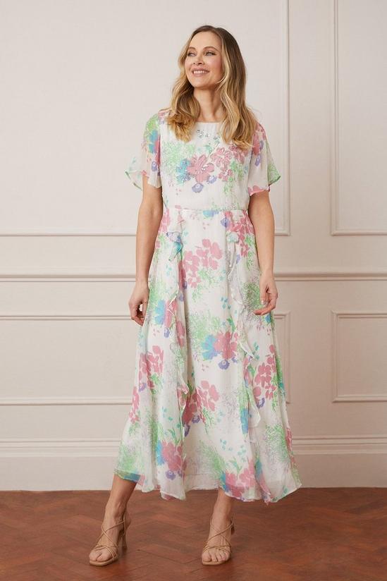 Wallis Embellished Floral Ruffle Maxi Dress 1