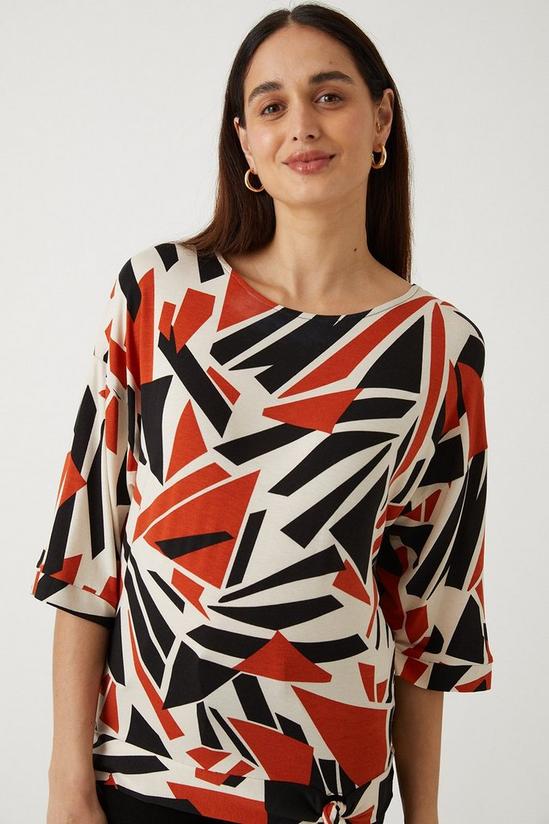 Wallis Multi Abstract Tie Front Jersey Top 2