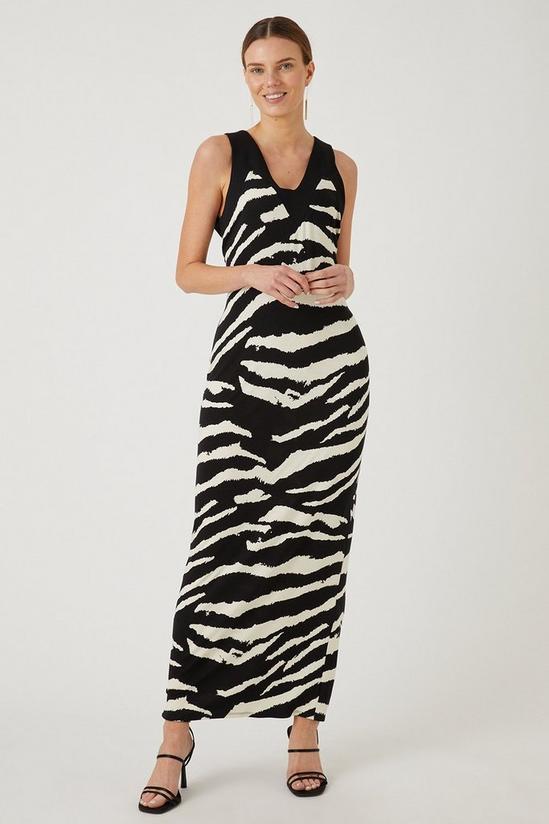 Wallis Black Zebra Jersey Maxi Dress 1