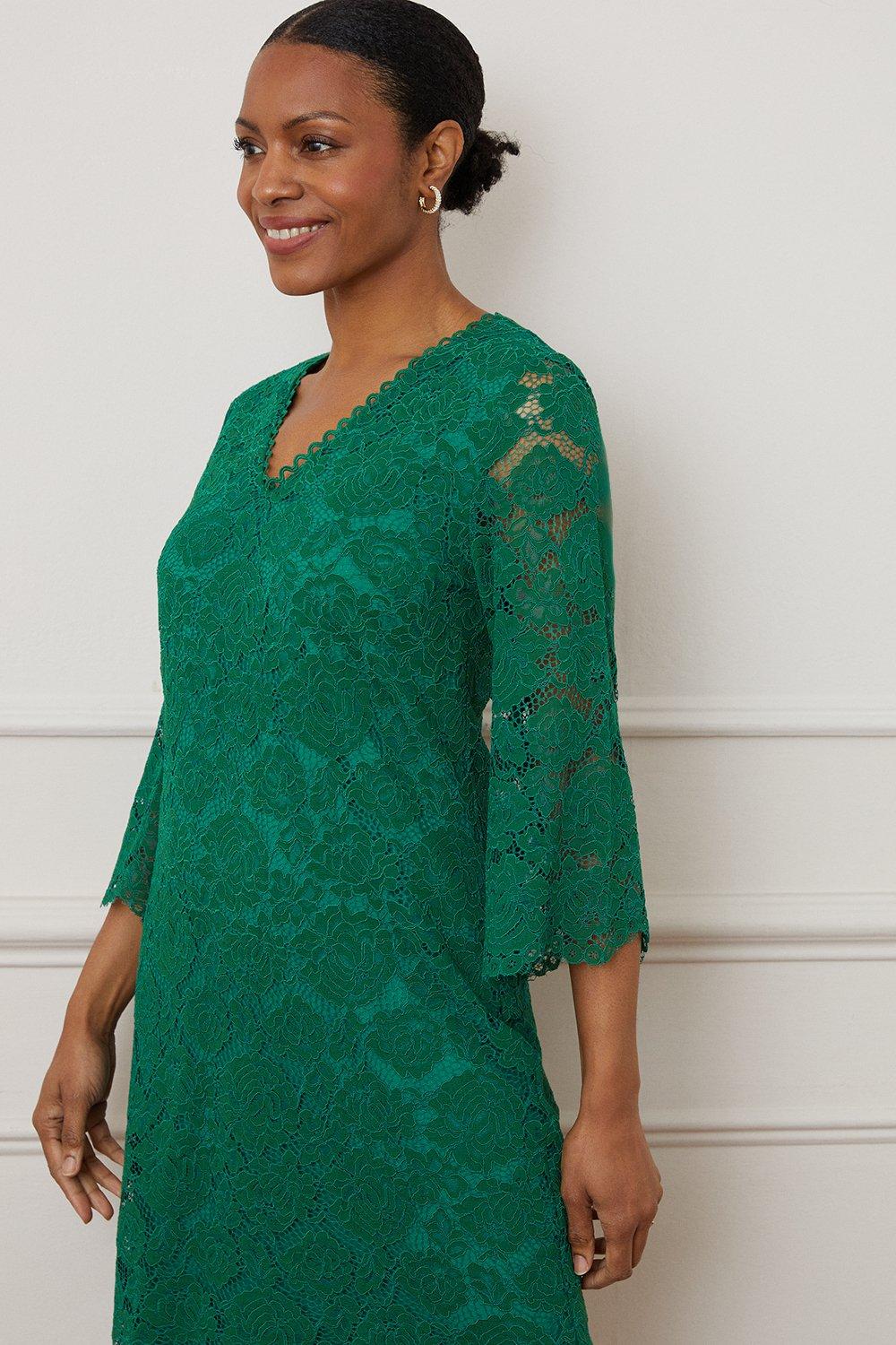 Lace 3 4 Sleeve Shift Dress