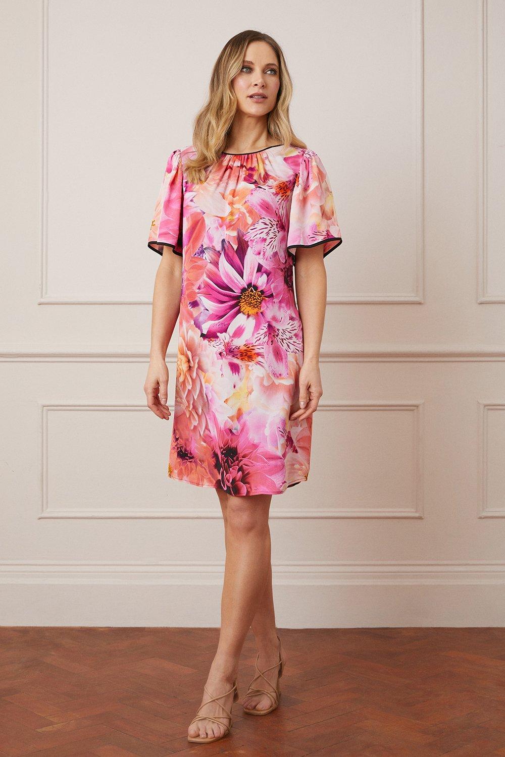 Wallis pink on sale floral shift dress