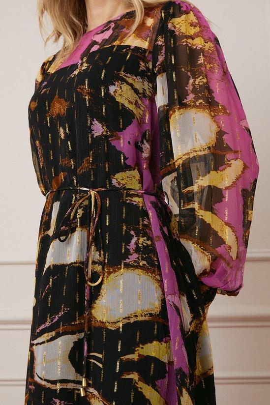 Wallis Abstract Print Glitter Spot Belted Midi Dress 2