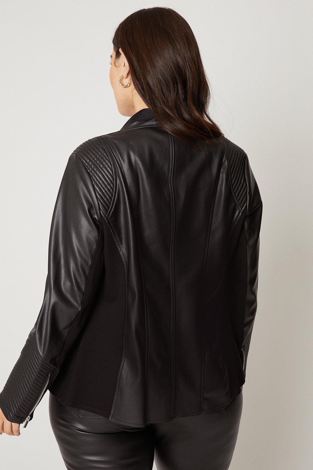 Oasis curve faux shop leather jacket