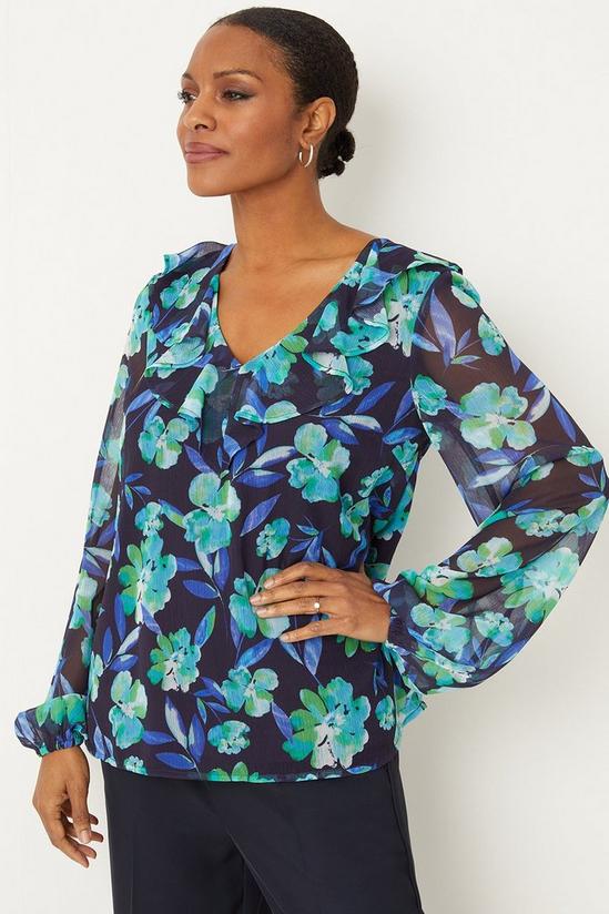 Wallis Tall Floral Ruffle Front Blouse 1