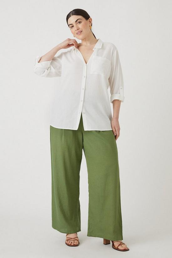 Wallis Curve Khaki Linen Look Trouser 1