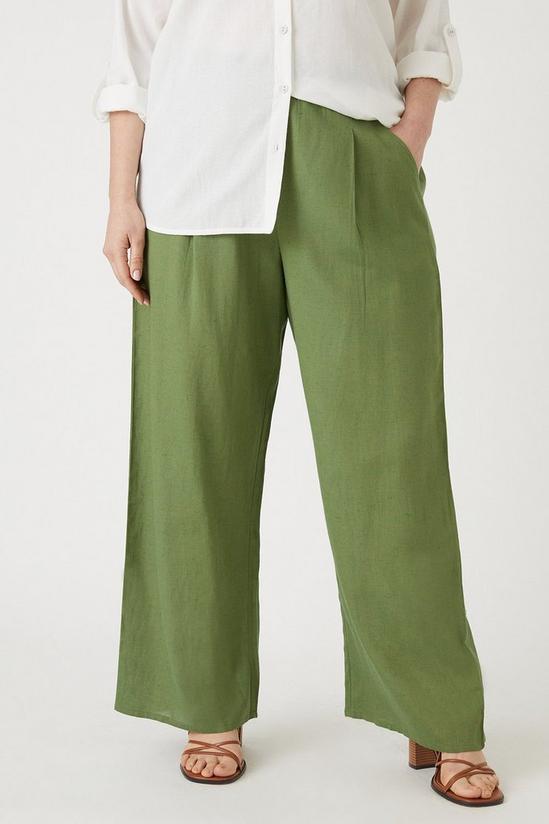 Wallis Curve Khaki Linen Look Trouser 2
