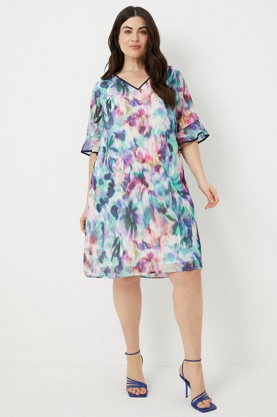 Wallis Curve Blurred Floral Print Shift Dress 2