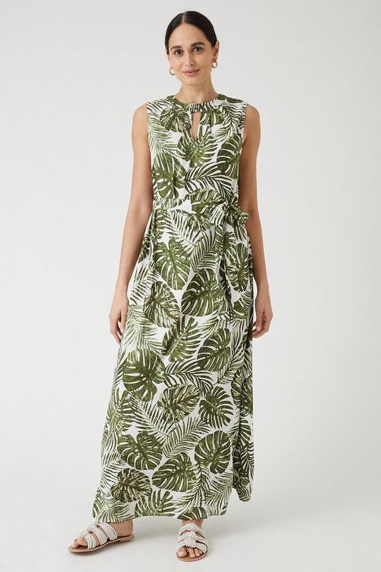 Wallis Tall Green Leaf Print Sleeveless Maxi Dress 1