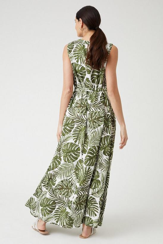 Wallis Tall Green Leaf Print Sleeveless Maxi Dress 3