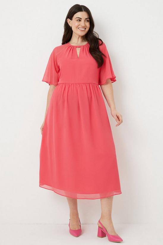 Wallis Curve Pink Woven Angel Sleeve Dress 1