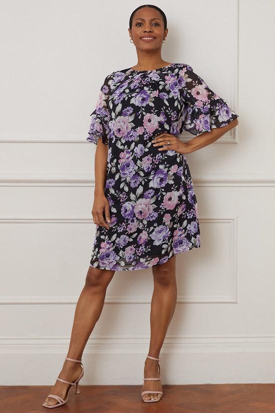 Wallis Floral Print Ruffle Sleeve Shift Dress 1