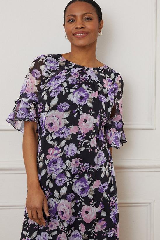 Wallis Floral Print Ruffle Sleeve Shift Dress 2