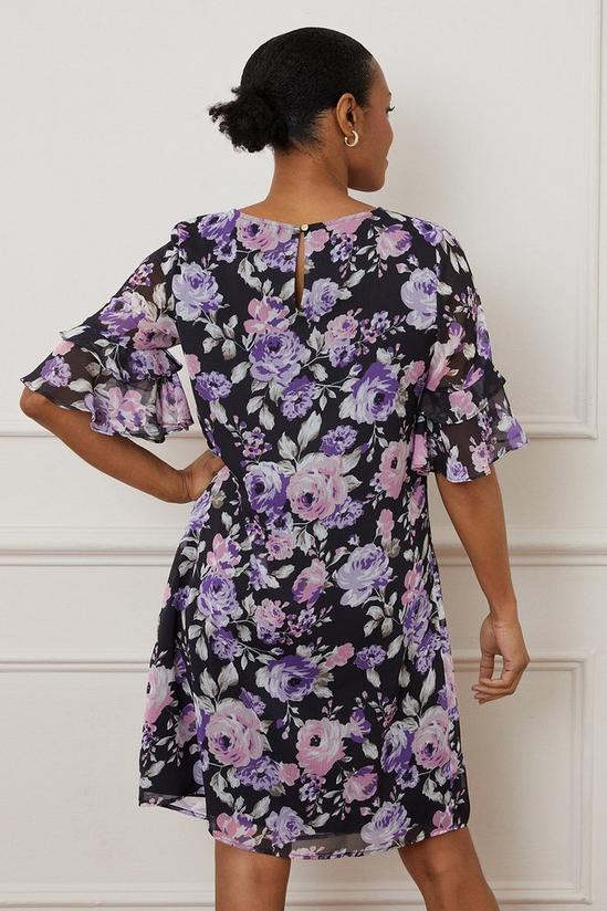 Wallis Floral Print Ruffle Sleeve Shift Dress 3