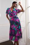 Wallis Floral Silk Mix Wrap Midi Dress thumbnail 1