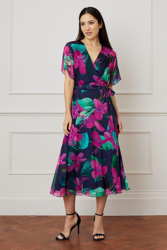 Wallis Floral Silk Mix Wrap Midi Dress 2
