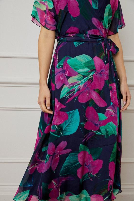 Wallis Floral Silk Mix Wrap Midi Dress 3
