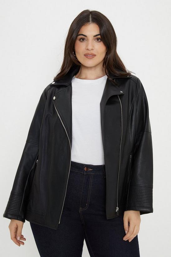 Jackets & Coats | Curve Black Faux Leather Biker Jacket | Wallis