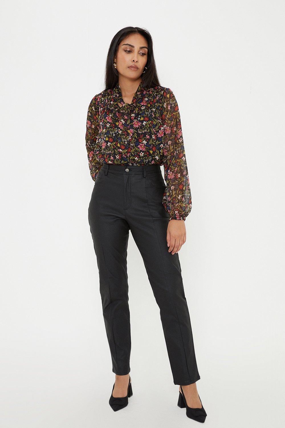 Petite store coated trousers