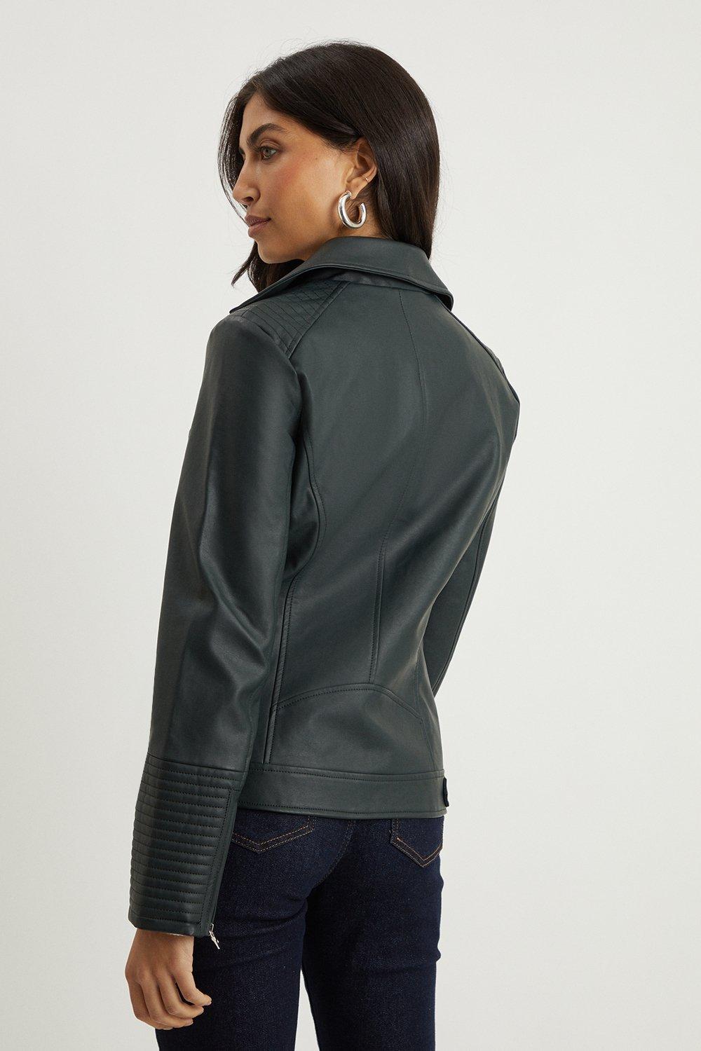 Wallis faux 2024 leather biker jacket