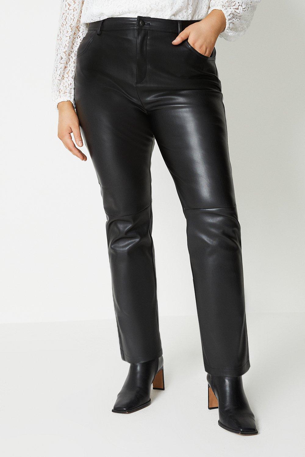 Trousers, Curve Black Faux Leather Jeans