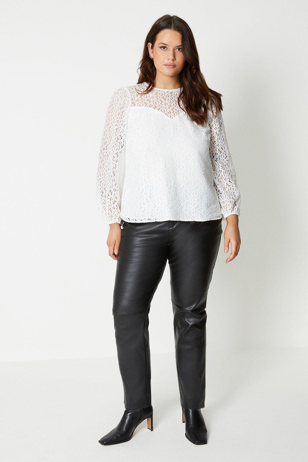 Womens Curve Faux Leather Jeans