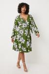 Wallis Curve Green Floral Jersey Wrap Midi Dress thumbnail 1