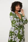 Wallis Curve Green Floral Jersey Wrap Midi Dress thumbnail 2