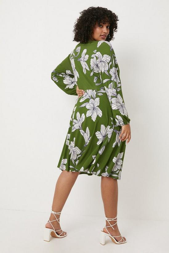 Wallis Curve Green Floral Jersey Wrap Midi Dress 3