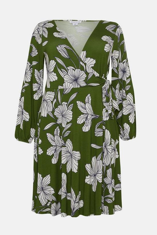 Wallis Curve Green Floral Jersey Wrap Midi Dress 4