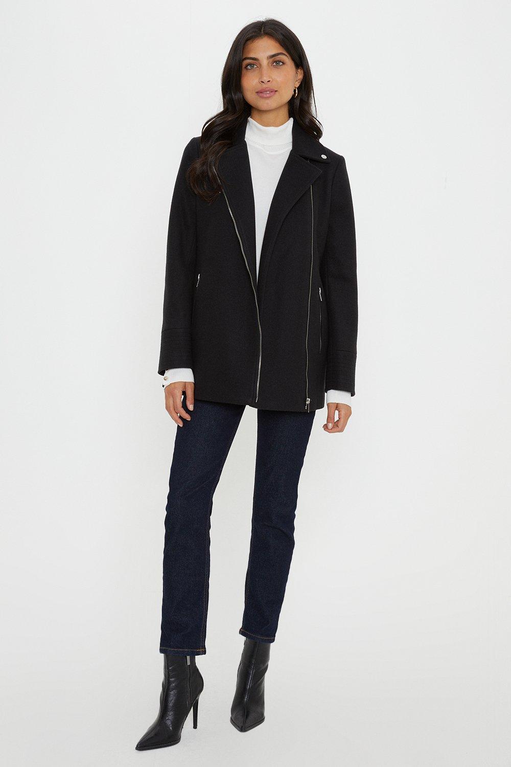 Wallis zip sale pocket funnel coat