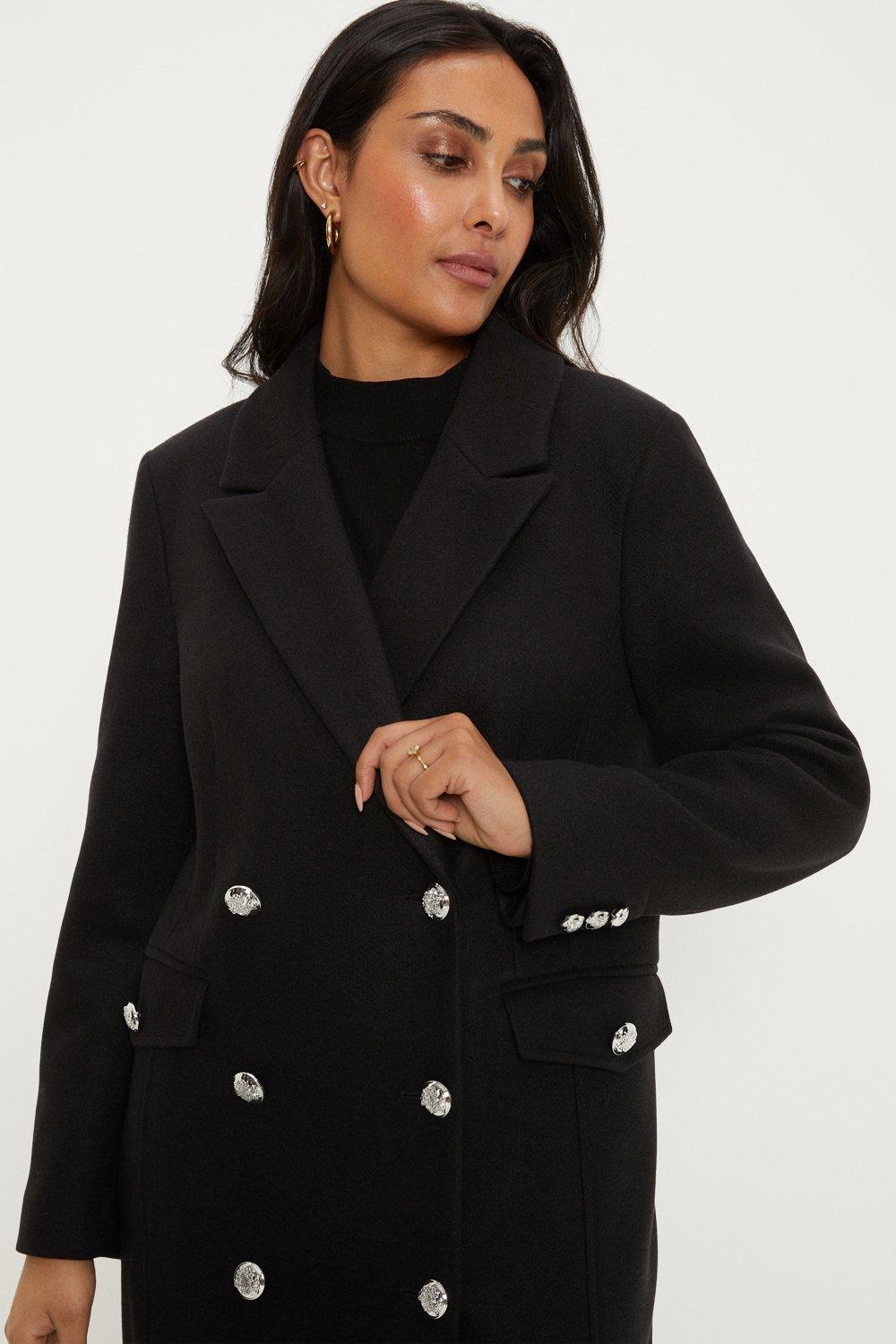 Petite black hotsell military coat