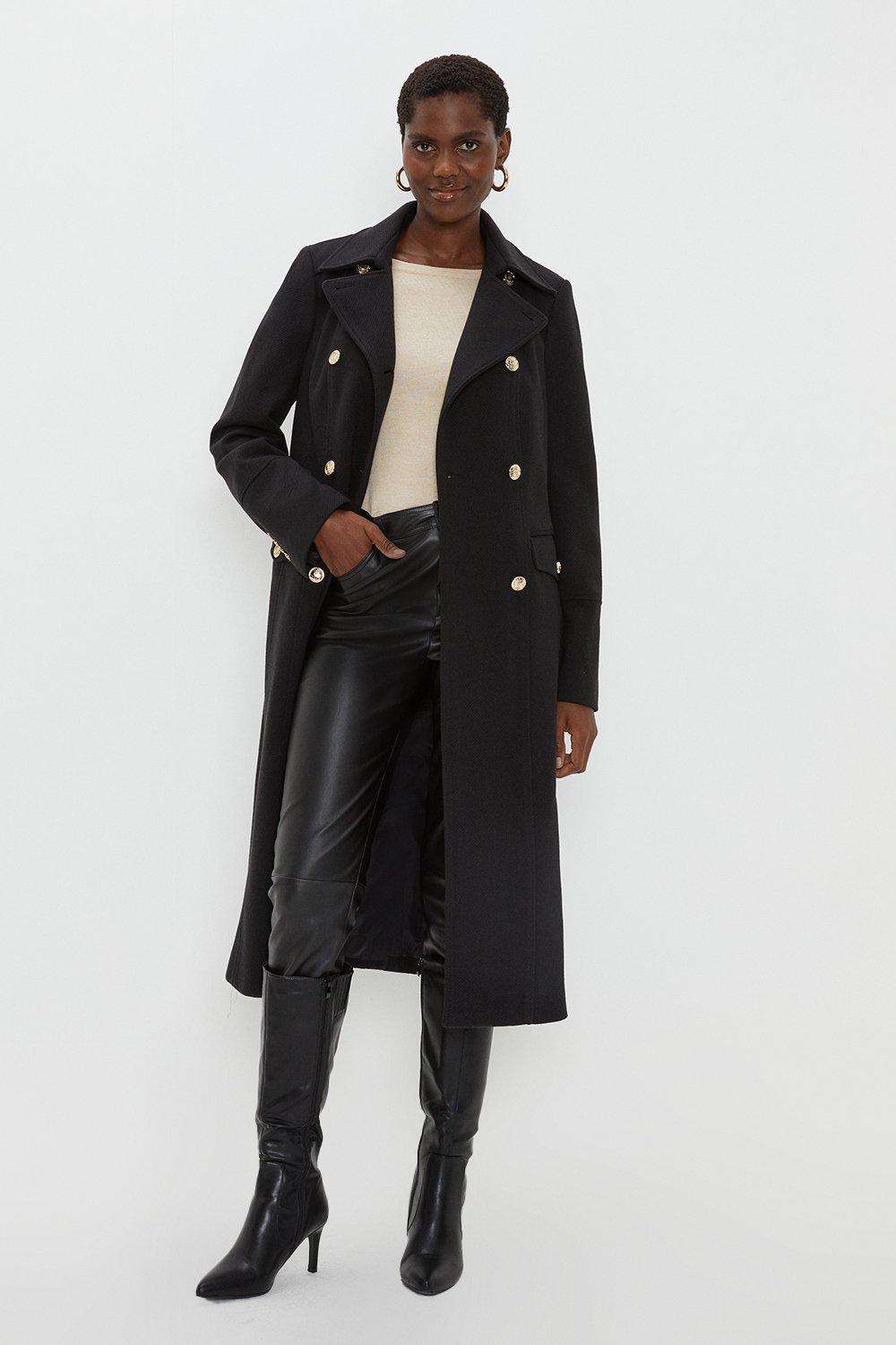 Wallis black hot sale military coat