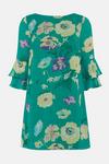 Wallis Petite Green Floral Flute Sleeve Shift Dress thumbnail 4