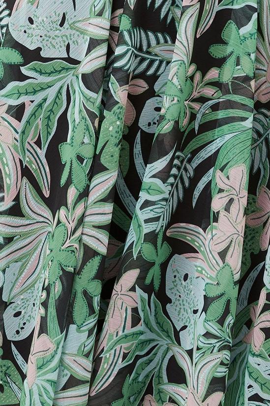 Wallis Petite Green Palm Shirred Midi Dress 4