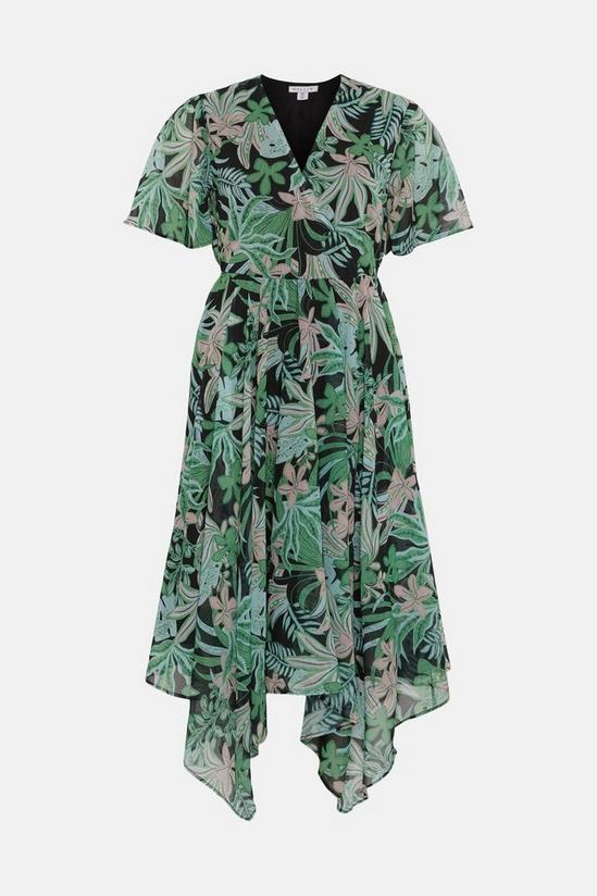 Wallis Petite Green Palm Shirred Midi Dress 5