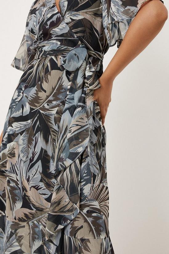 Wallis Petite Neutral Palm Print Flutter Sleeve Wrap Dress 2