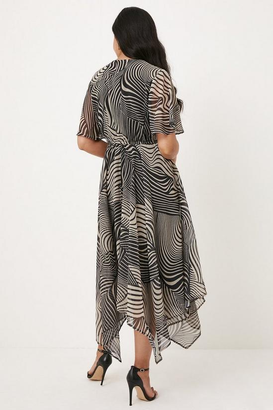 Wallis Petite Mono Linear Swirl Shirred Midi Dress 3