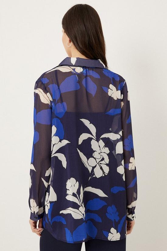 Wallis Tall Cobalt Stencil Floral Print Shirt 3