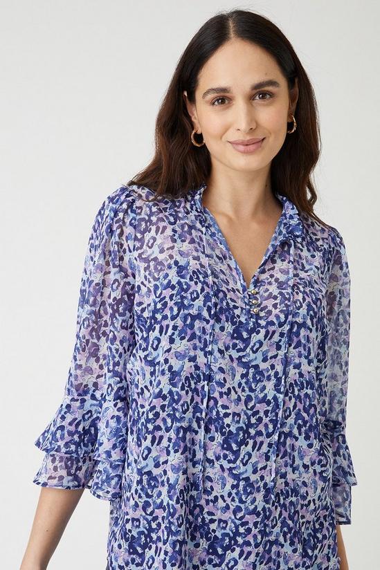 Wallis Lilac Abstract Print Tie Neck Blouse 2