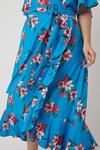 Wallis Curve Blue Tropical Floral Wrap Midi Dress thumbnail 2