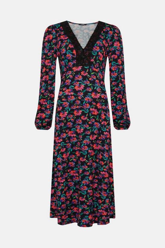 Wallis Black Floral Lace Jersey Dress 4