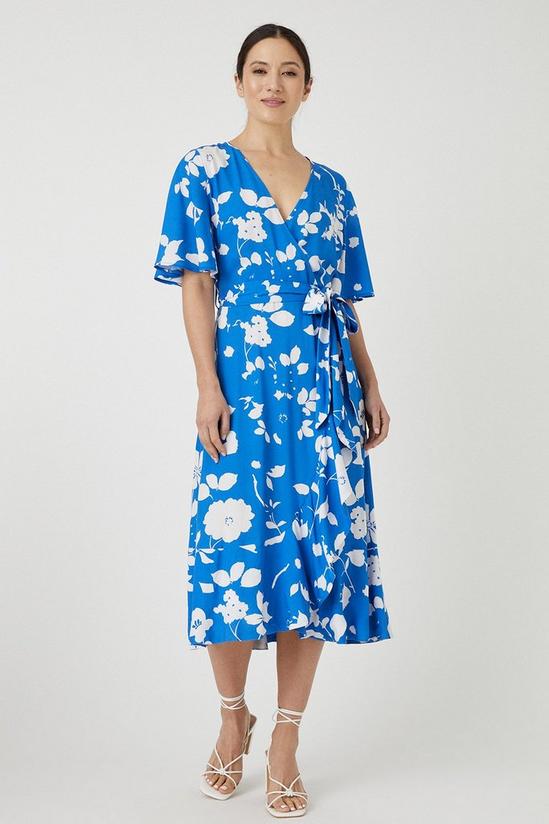 Wallis Blue Floral Wrap Dress 1