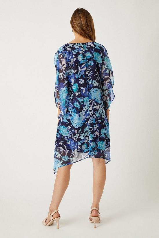 Wallis Tall Blue Floral Split Sleeve Overlay Shift Dress 3