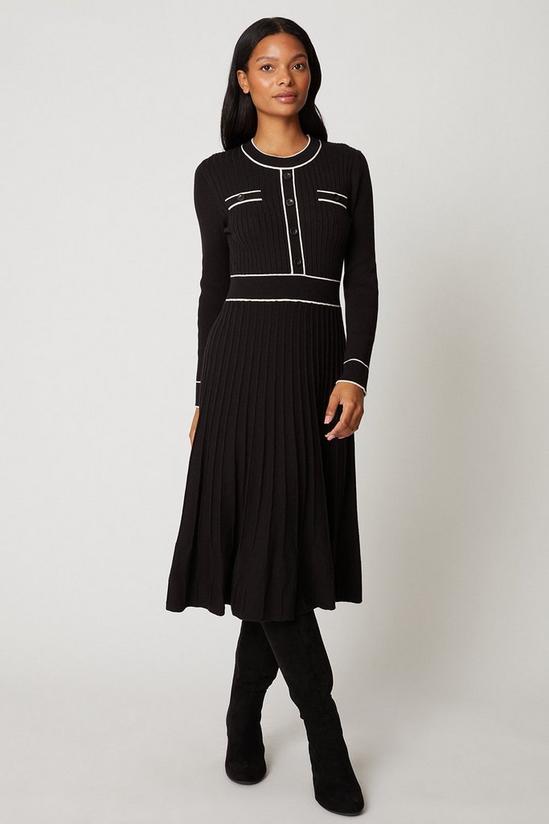 Wallis Petite Ribbed Pleated Knitted Dress 1