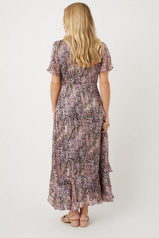 Wallis Petite Floral Glitter Stripe Wrap Midi Dress 3