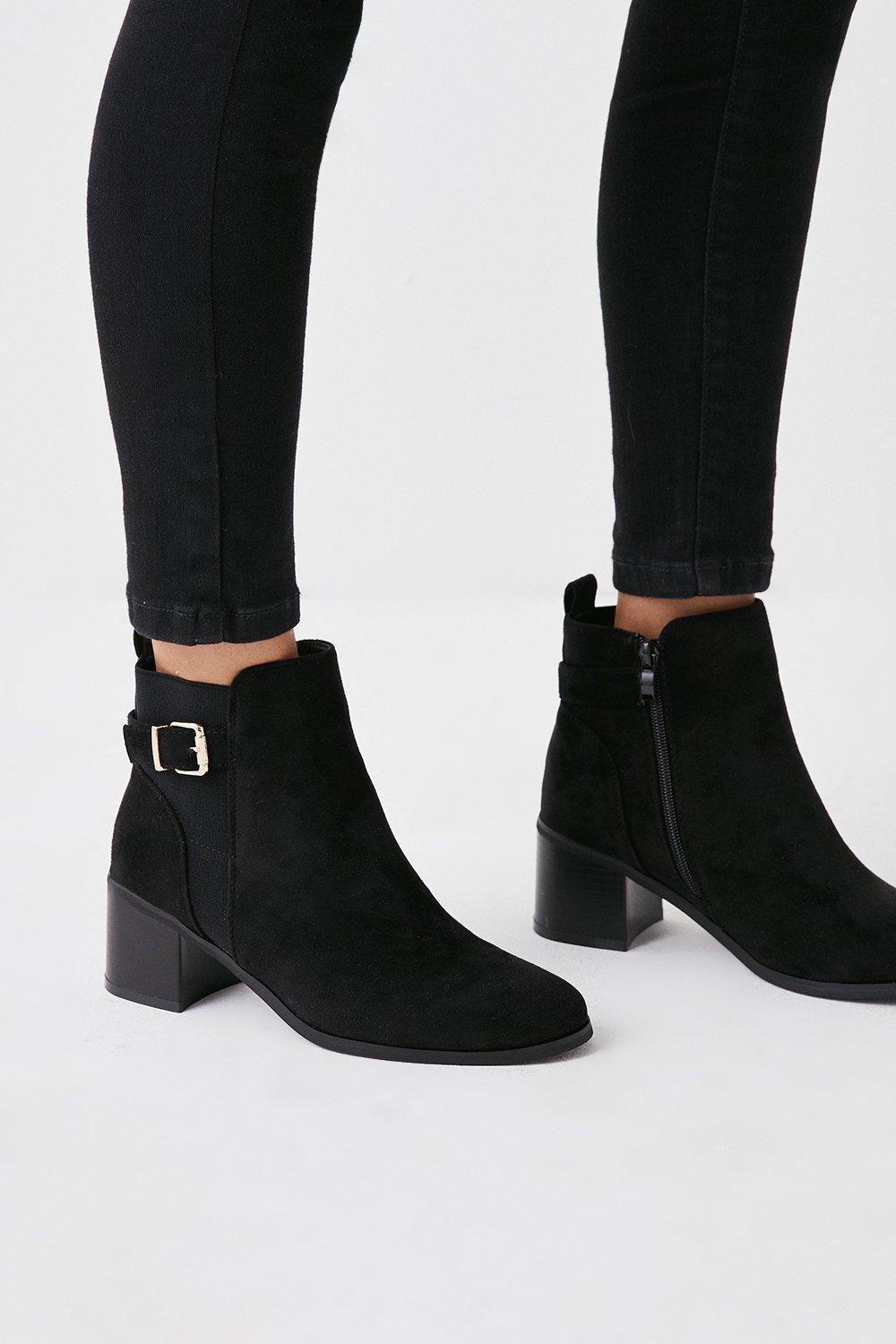 Womens Apple Buckle Detail Ankle Boot