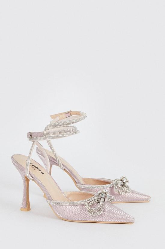 Wallis Caledonia Diamante Bow Detail Stiletto Pointed Court Shoes 3