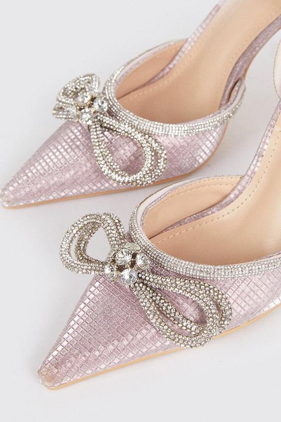 Wallis Caledonia Diamante Bow Detail Stiletto Pointed Court Shoes 4